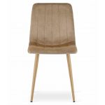 Set 4 scaune bucatarie/living, Lava, catifea, metal, maro si natur, 45x55x86 cm - imagine 8