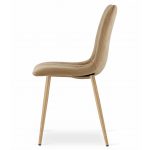 Set 4 scaune bucatarie/living, Lava, catifea, metal, maro si natur, 45x55x86 cm - imagine 7