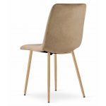 Set 4 scaune bucatarie/living, Lava, catifea, metal, maro si natur, 45x55x86 cm - imagine 6