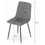 Set 4 scaune bucatarie/dining,  Artool, Kara, catifea, lemn, roz, 44.5x50.5x87 cm