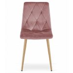 Set 4 scaune bucatarie/living, Libra, catifea, metal, roz si natur, 45x54x86.5 cm