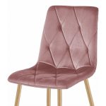 Set 4 scaune bucatarie/living, Libra, catifea, metal, roz si natur, 45x54x86.5 cm - imagine 6