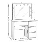 Masa de toaleta/machiaj, Irina, roz, cu oglinda si LED-uri, 94x43x141 cm
