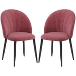Set 2 scaune bucatarie/living, Telor, poliester, metal, rosu si negru, 52x54x79 cm