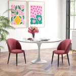 Set 2 scaune bucatarie/living, Telor, poliester, metal, rosu si negru, 52x54x79 cm - imagine 10