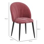 Set 2 scaune bucatarie/living, Telor, poliester, metal, rosu si negru, 52x54x79 cm - imagine 9