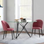 Set 2 scaune bucatarie/living, Telor, poliester, metal, rosu si negru, 52x54x79 cm - imagine 4