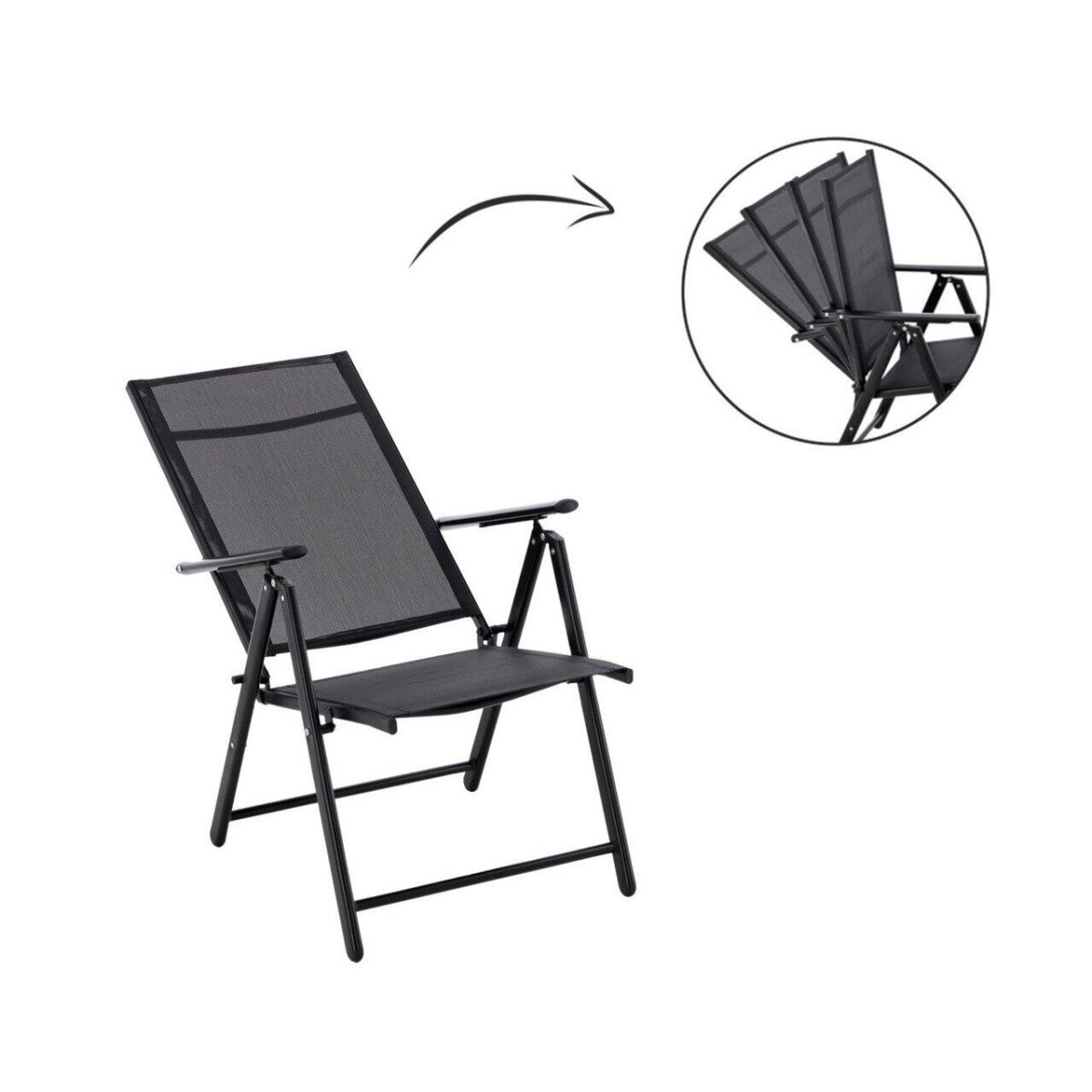 Scaun Gradina/Terasa, Pliabil, Otel, Negru, 60X58X100 Cm, Chomik