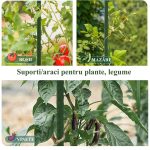 Set 25 araci/suport pentru rosii, castraveti, fasole, metal + PVC, verde, 150x0.8 cm, Artool