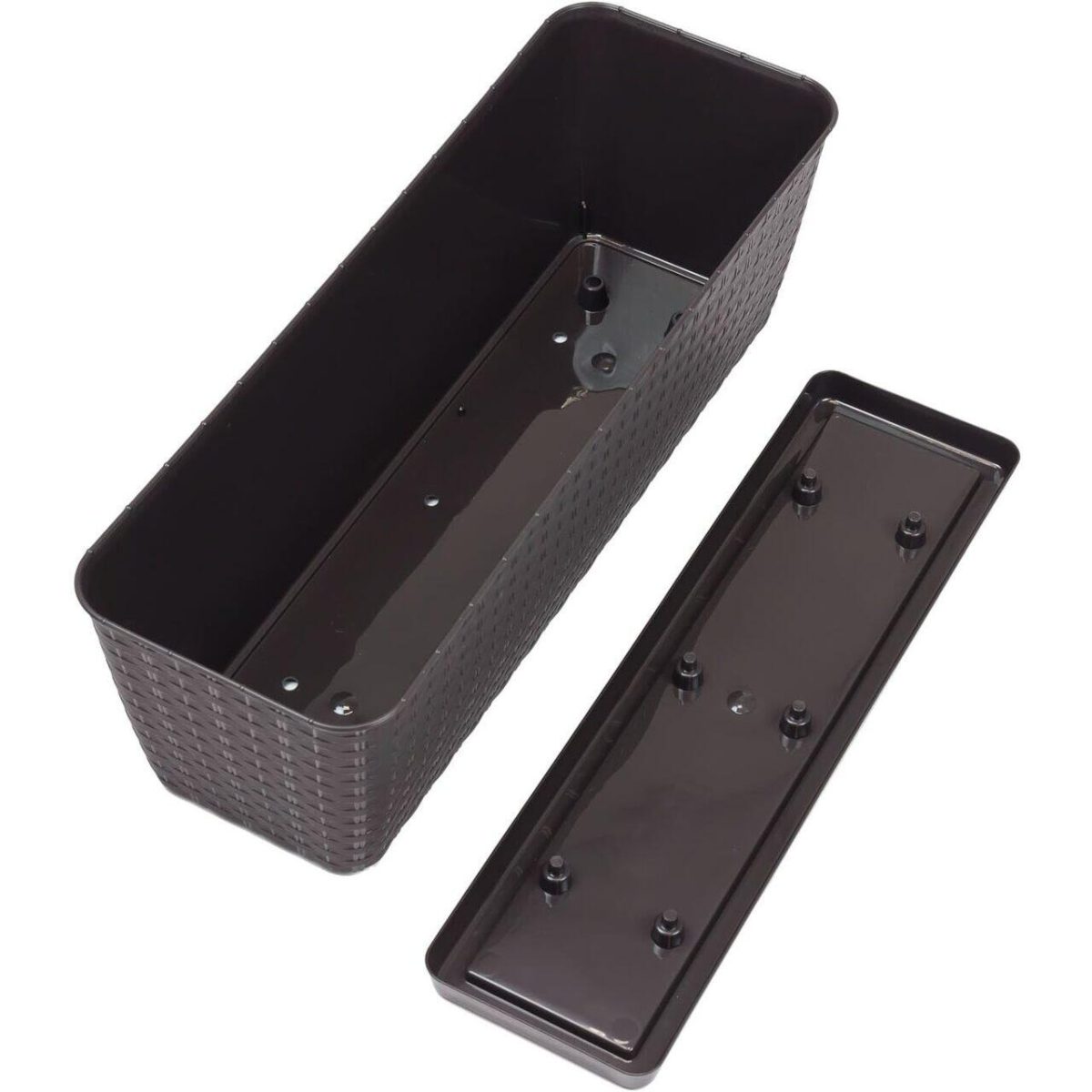 Set 4 Jardiniere Decorative, Prosperplast, Imitatie Ratan, Maro, 49.2X17.2X17.4 Cm