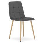 Set 4 scaune bucatarie/living, Artool, Kara, catifea, metal, gri si natur, 44.5x50.5x87 cm - imagine 3
