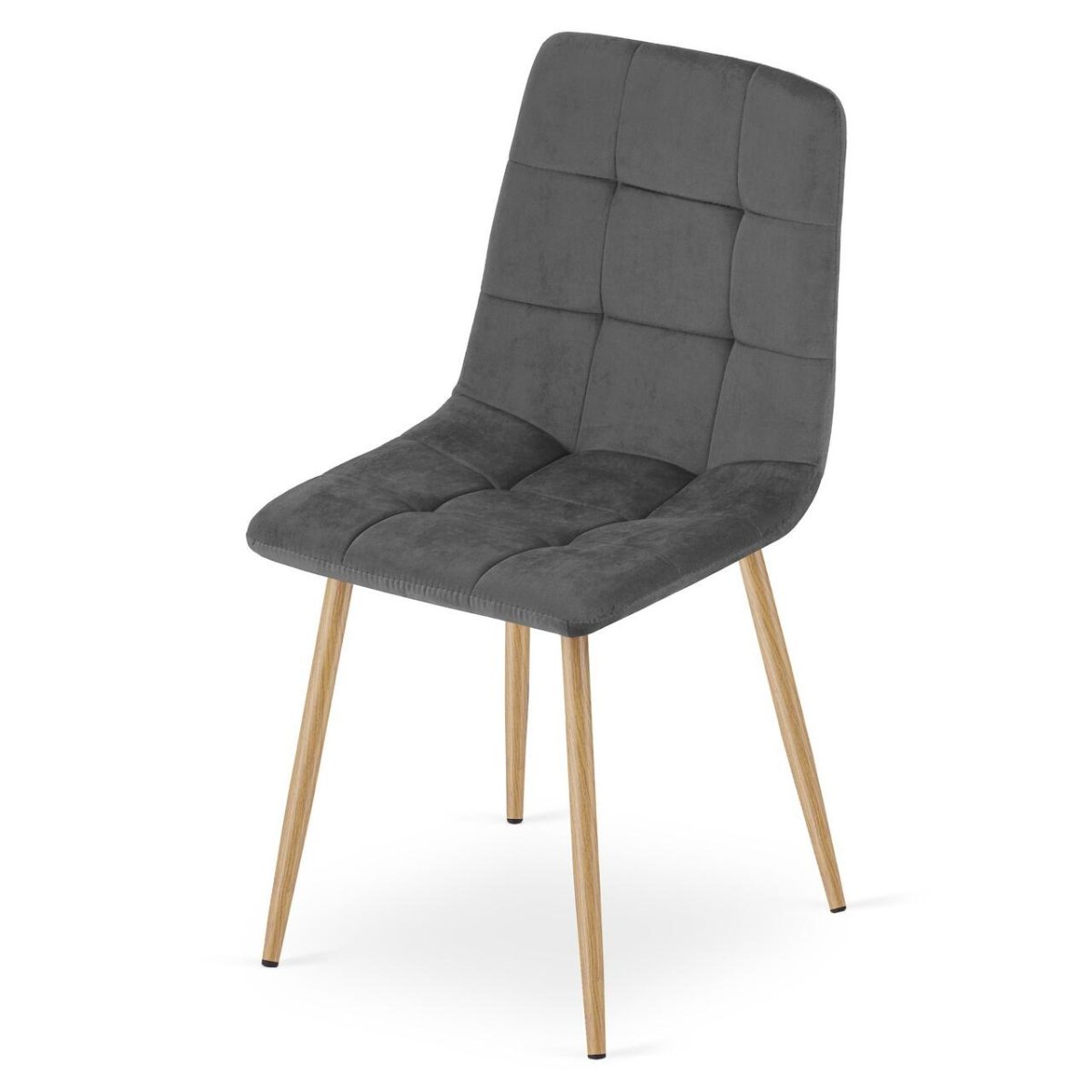Set 4 Scaune Bucatarie/Living, Artool, Kara, Catifea, Metal, Gri Si Natur, 44.5X50.5X87 Cm - Imagine 4