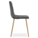 Set 4 scaune bucatarie/living, Artool, Kara, catifea, metal, gri si natur, 44.5x50.5x87 cm - imagine 6