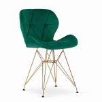 Set 4 scaune bucatarie/living, Artool, Nest, catifea, metal, verde si auriu, 47x53x73 cm