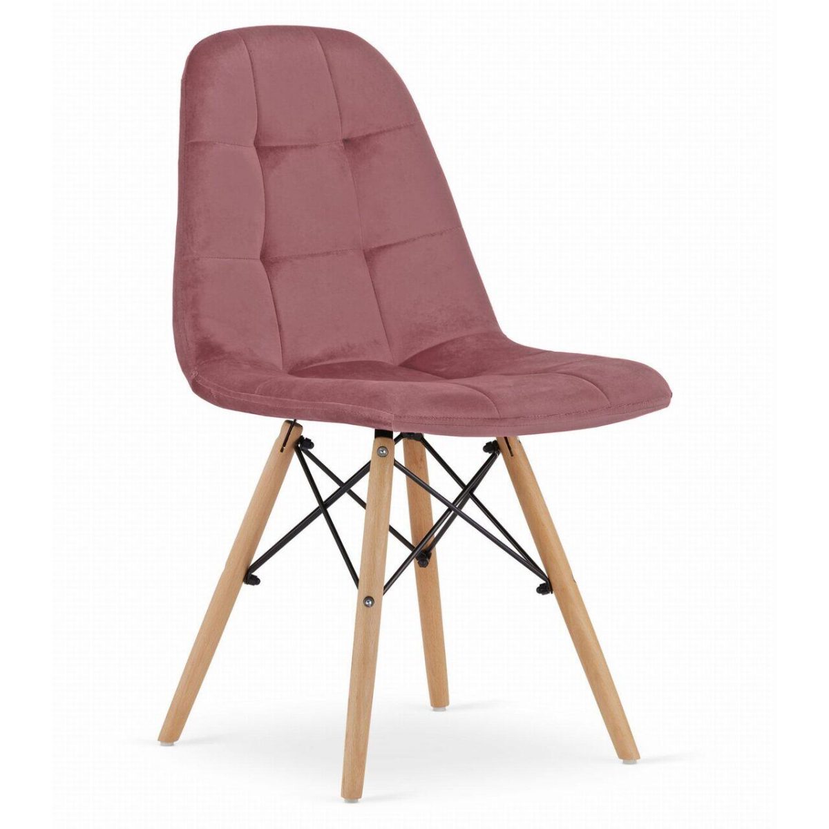 Set 4 Scaune Stil Scandinav, Artool, Dumo, Catifea, Lemn, Roz Inchis, 45X53X84 Cm