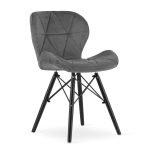 Set 4 scaune stil scandinav, Artool, Lago Velvet, catifea, lemn, gri si negru, 47x36x73.5 cm