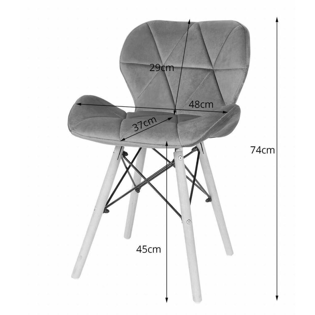 Set 4 Scaune Stil Scandinav, Artool, Lago, Catifea, Lemn, Negru, 48X43X74 Cm