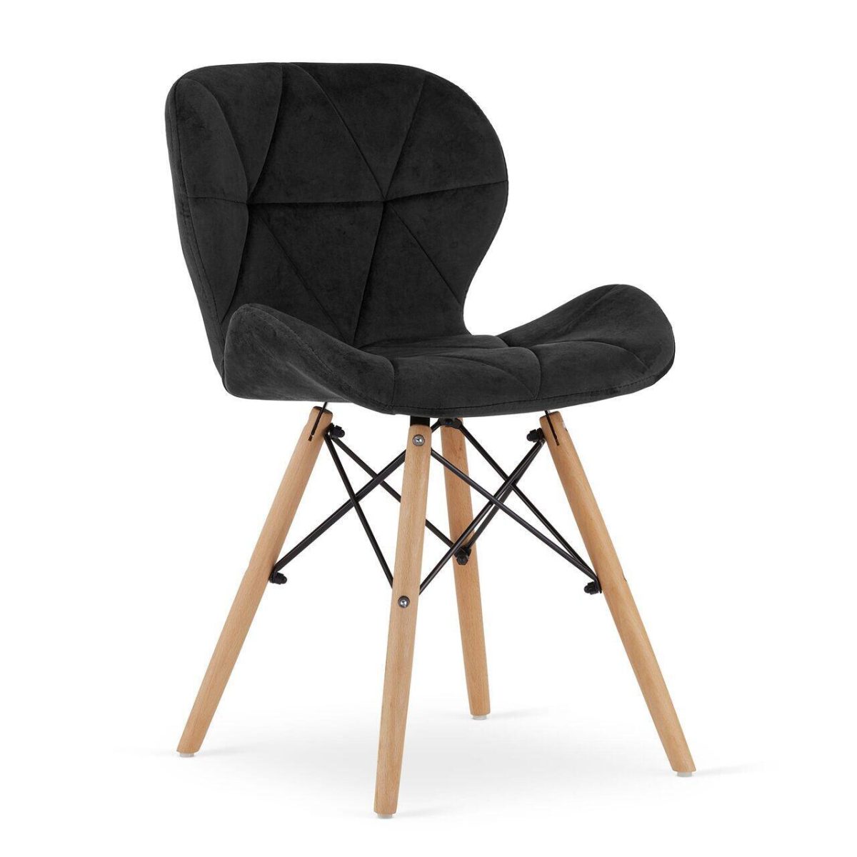 Set 4 Scaune Stil Scandinav, Artool, Lago, Catifea, Lemn, Negru, 48X43X74 Cm