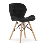 Set 4 scaune stil scandinav, Artool, Lago, catifea, lemn, negru, 48x43x74 cm