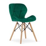 Set 4 scaune stil scandinav, Artool, Lago, catifea, lemn, verde, 48x43x74 cm