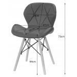 Set 6 scaune bucatarie/living, Artool, Lago, piele ecologica, lemn, negru, 47x38x73 cm - imagine 4