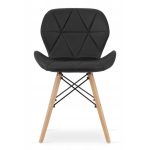 Set 6 scaune bucatarie/living, Artool, Lago, piele ecologica, lemn, negru, 47x38x73 cm - imagine 6
