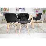 Set 6 scaune bucatarie/living, Artool, Lago, piele ecologica, lemn, negru, 47x38x73 cm