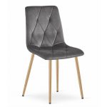 Set 6 scaune bucatarie/living, Artool, Libra, catifea, metal, gri, picioare natur, 45x54x86.5 cm - imagine 6