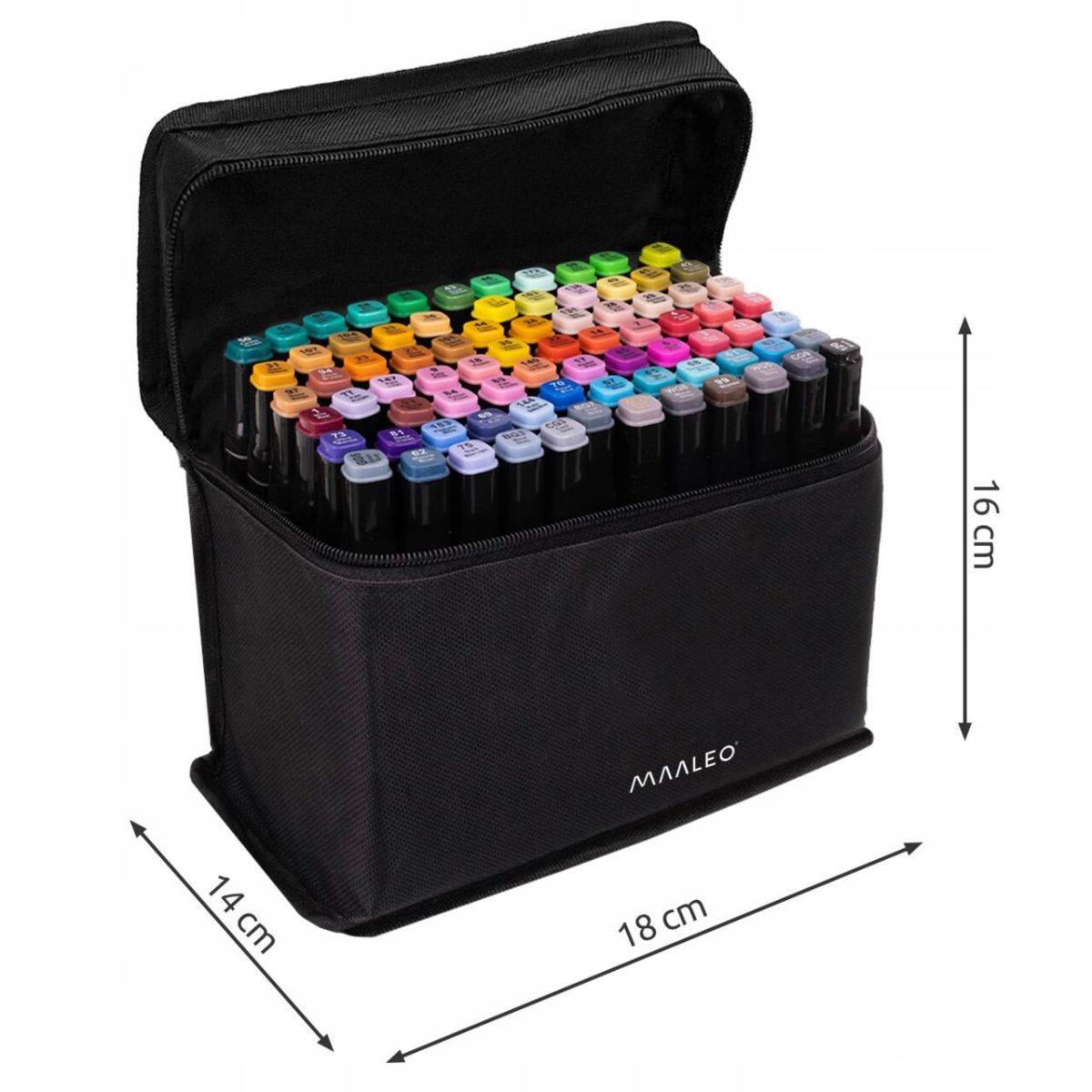 Set Markere/Carioci, 2 Capete Diferite, Cu Geanta, Diverse Culori, 80 Buc, Maaleo