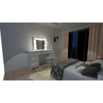 Set masa de toaleta/machiaj Vanessa + scaun Mark, sertare alb lucios, cu oglinda si LED-uri, Vanessa, 130x43x143 cm - imagine 16