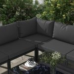 Set mobilier gradina/terasa, gri, 1 masa din 2 piese, 1 canapea din 5 piese, Lyndsey