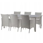 Set mobilier gradina/terasa, gri, ratan sintetic, 1 masa, 8 fotolii, Locarno