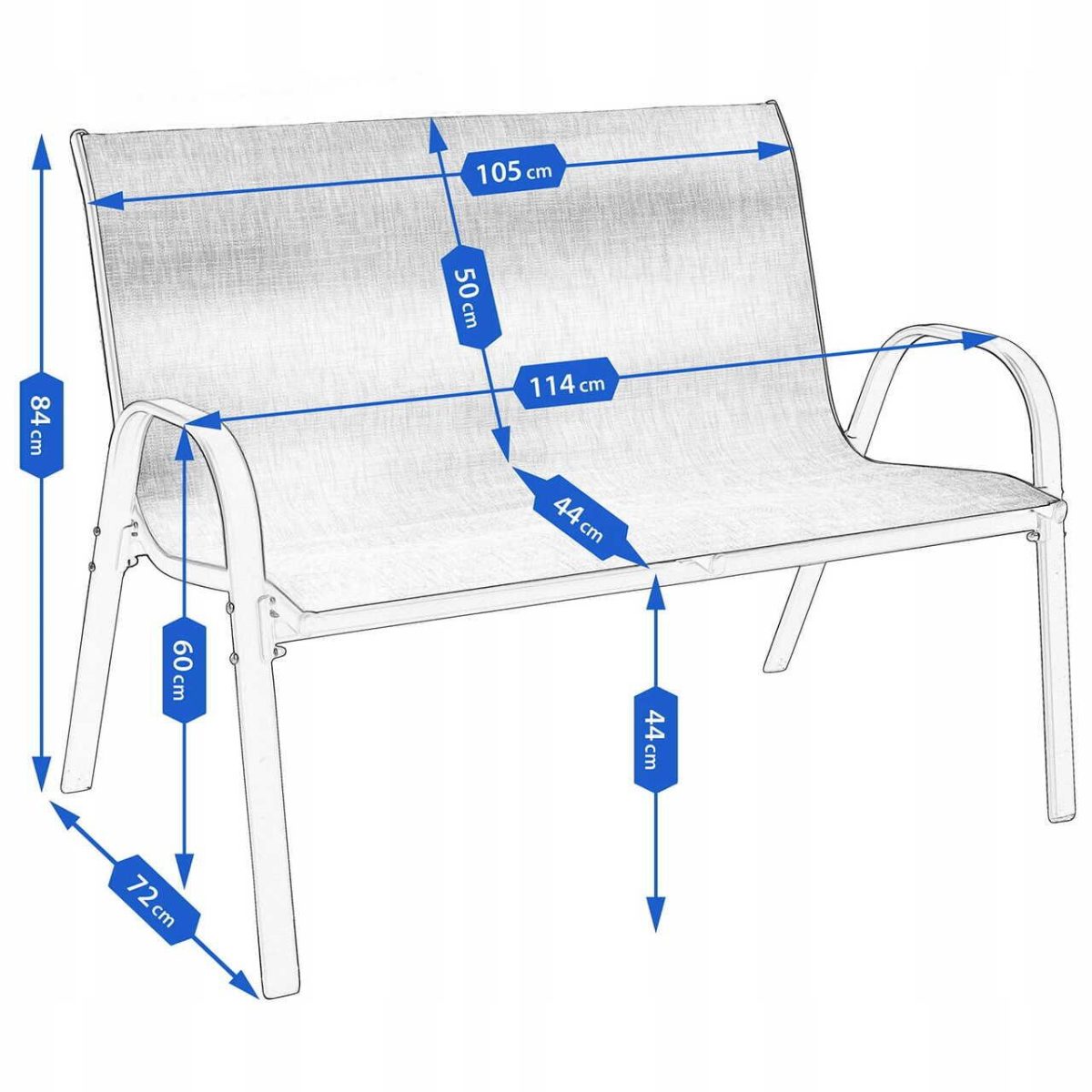 Set Mobilier Gradina/Terasa, Gri Si Negru, 1 Masa, 2 Scaune, 1 Canapea, Fiesta