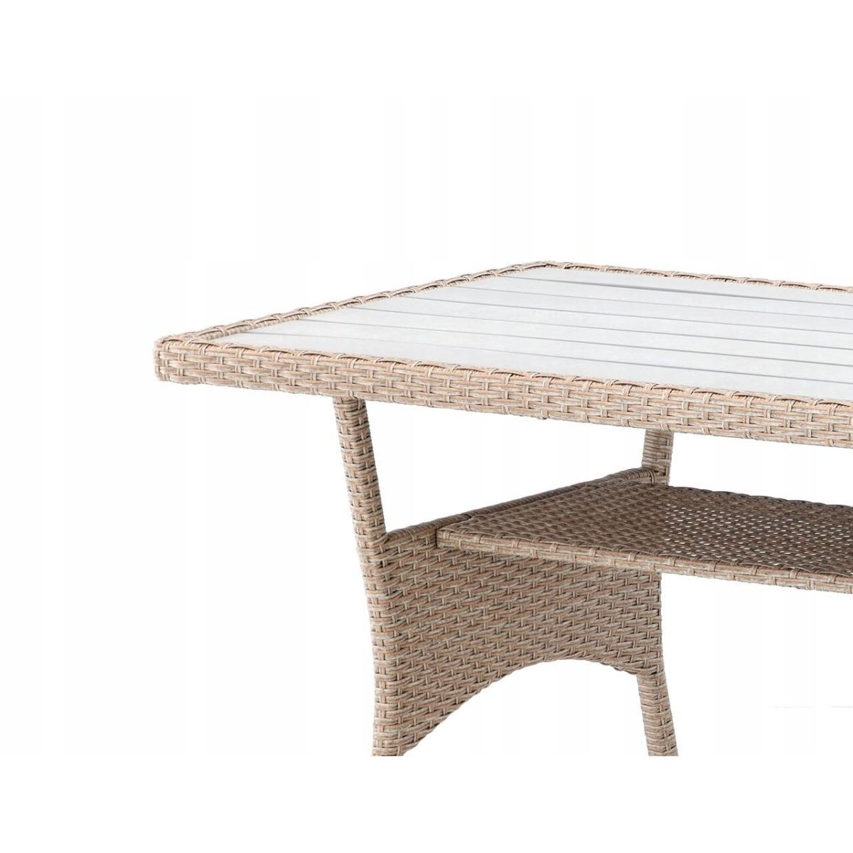 Set Mobilier Gradina/Terasa, Maro Deschis Si Bej, Ratan Sintetic, 1 Masa, 2 Canapele, 2 Tabureti, Cesme