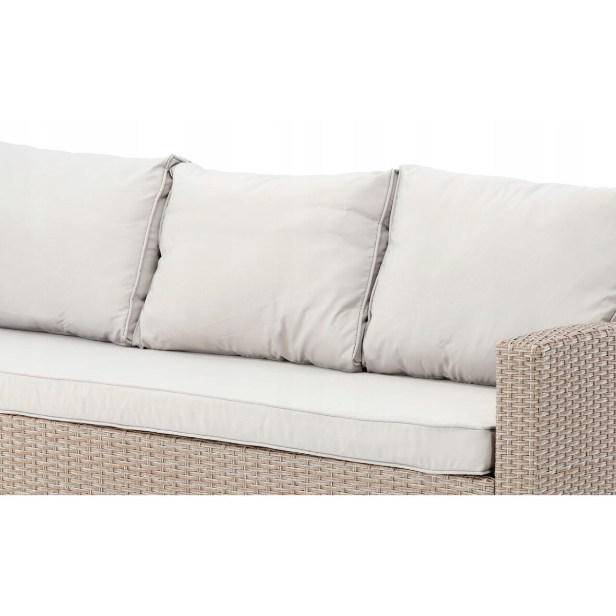 Set Mobilier Gradina/Terasa, Maro Deschis Si Bej, Ratan Sintetic, 1 Masa, 2 Canapele, 2 Tabureti, Cesme