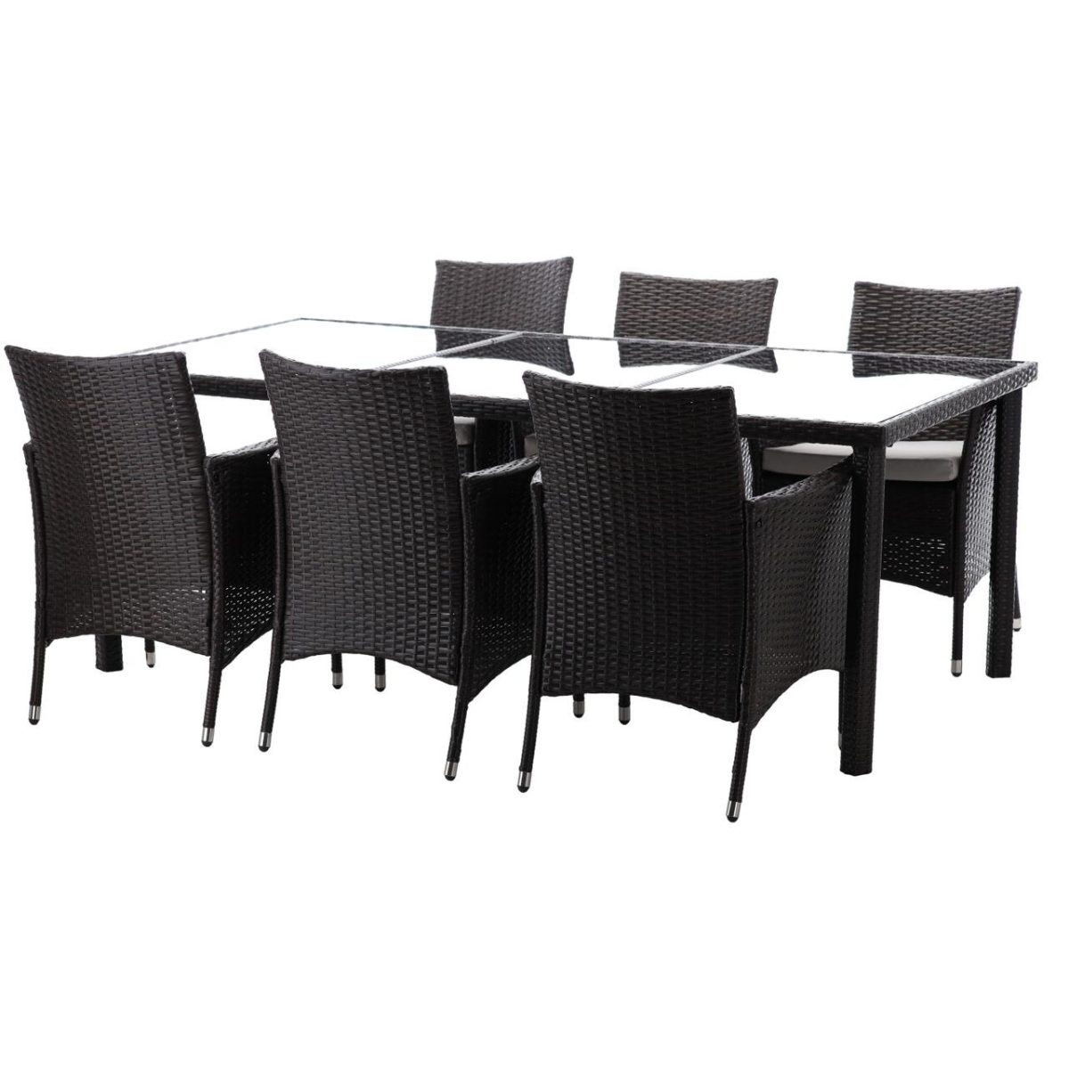 Set Mobilier Gradina/Terasa, Maro Inchis Si Bej, Ratan Sintetic, 1 Masa, 8 Fotolii, Brian