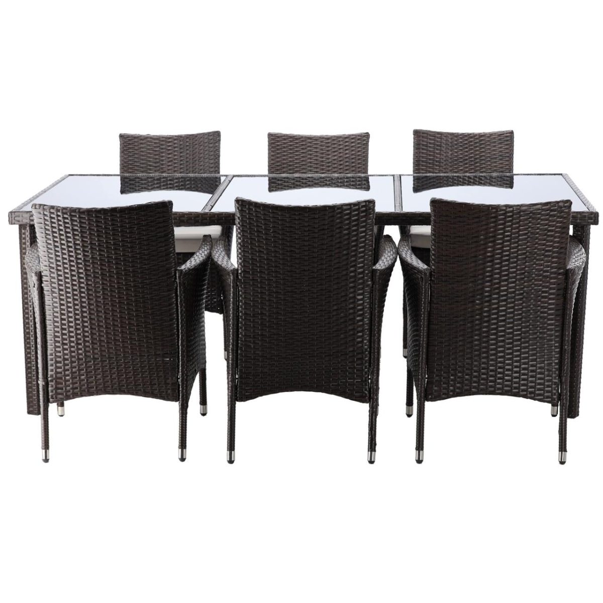 Set Mobilier Gradina/Terasa, Maro Inchis Si Bej, Ratan Sintetic, 1 Masa, 8 Fotolii, Brian