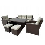 Set mobilier gradina/terasa, maro si bej, ratan sintetic, 1 masa, 2 scaune, 2 tabureti, 1 canapea, Dolores - imagine 7