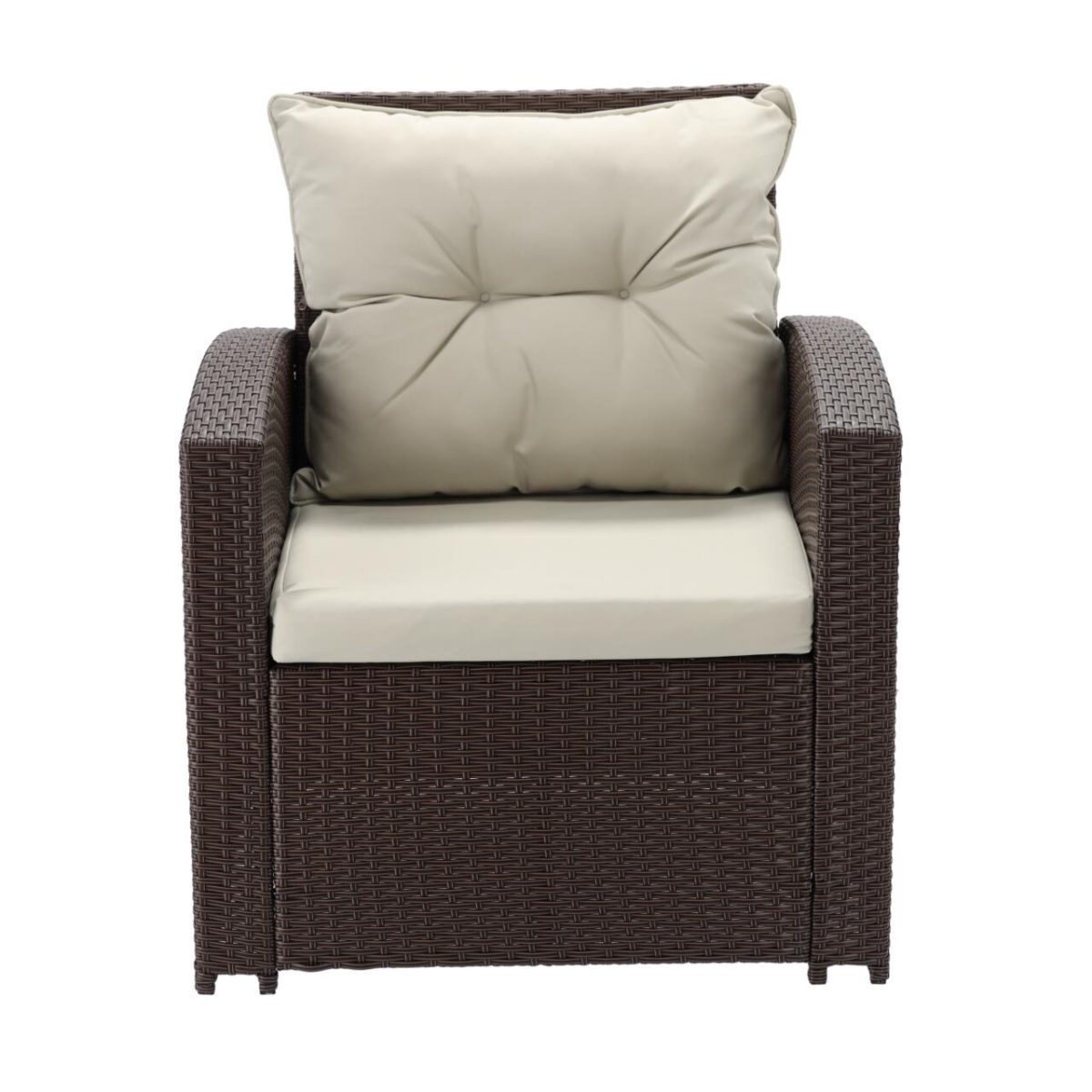 Set Mobilier Gradina/Terasa, Maro Si Bej, Ratan Sintetic, 1 Masa, 2 Scaune, 2 Tabureti, 1 Canapea, Dolores - Imagine 14