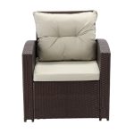 Set mobilier gradina/terasa, maro si bej, ratan sintetic, 1 masa, 2 scaune, 2 tabureti, 1 canapea, Dolores - imagine 14