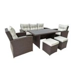 Set mobilier gradina/terasa, maro si bej, ratan sintetic, 1 masa, 2 scaune, 2 tabureti, 1 canapea, Dolores - imagine 16