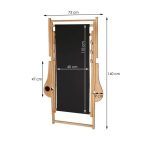 Sezlong pentru gradina, lemn, reglabil, pliabil, suport bauturi, negru, 73x140 cm, Springos