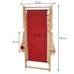 Sezlong pentru gradina, lemn, reglabil, pliabil, suport bauturi, rosu, 73x140 cm, Springos