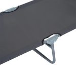 Sezlong pentru gradina, metalic, cu parasolar, material Oxford, gri, 187x58x50 cm, Evelyn