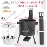 Soba cu ceaun/tuci, cu burlane, 36 cm, ceaun de 14 L, polonic, lingura de lemn, Artool - imagine 3