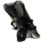 Suport de telefon pentru bicicleta, aluminiu, cu cauciuc, negru, 8×4.5×8 cm, Trizand