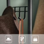 Suport pentru haine, cuier, Artool, cu 3 rafturi incaltaminte, pal, metal, negru si maro rustic, 58x28x181 cm - imagine 7