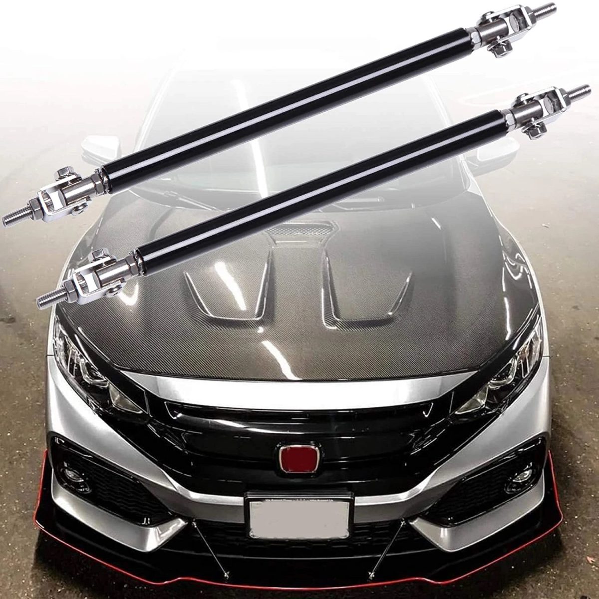 Set 2 Tije Din Aluminiu Reglabile Pentru Consolidare Spoiler, Lungime 10Cm, Imitatie Carbon