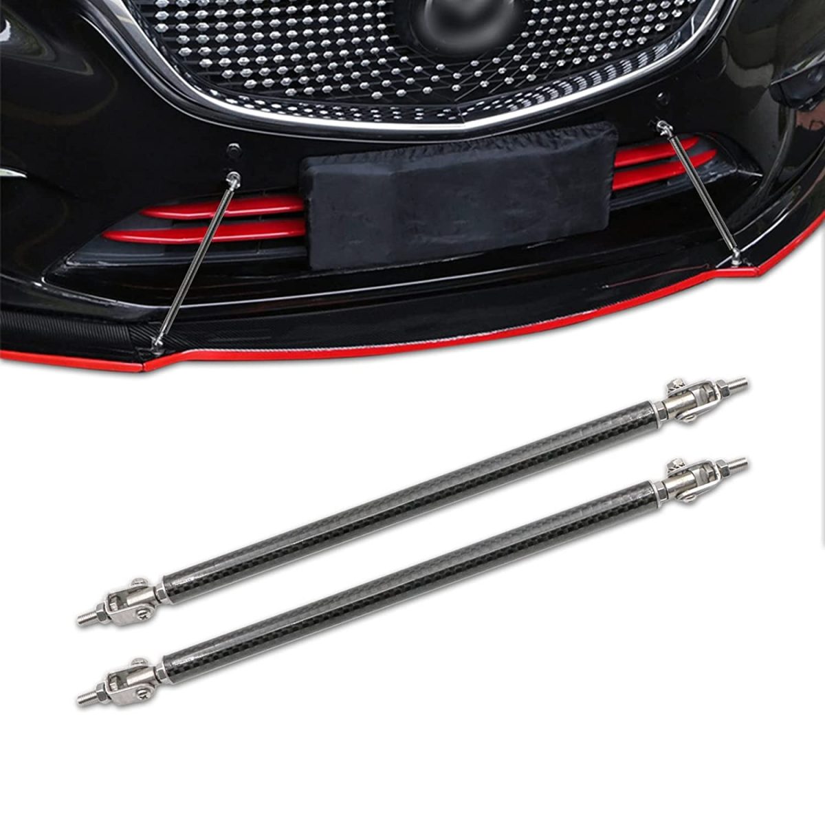 Set 2 Tije Din Aluminiu Reglabile Pentru Consolidare Spoiler, Lungime 15Cm, Imitatie Carbon