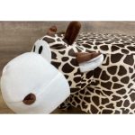 Taburet pentru copii, rotund, model girafa, textil, lemn, max 50 kg, 28x25 cm, Chomik